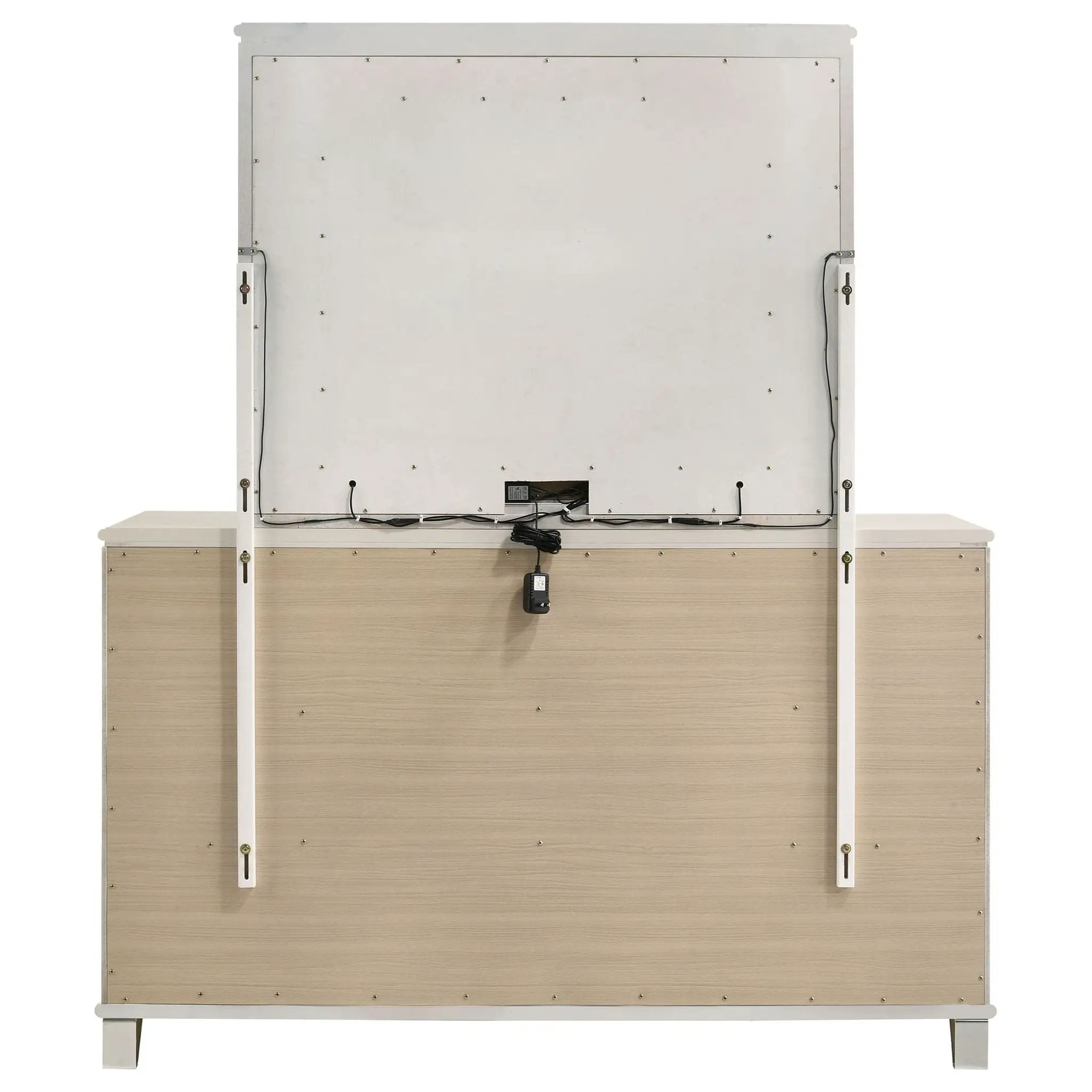 Olivia 6-drawer Dresser and LED Mirror Pearl White by Unique Piece Furniture