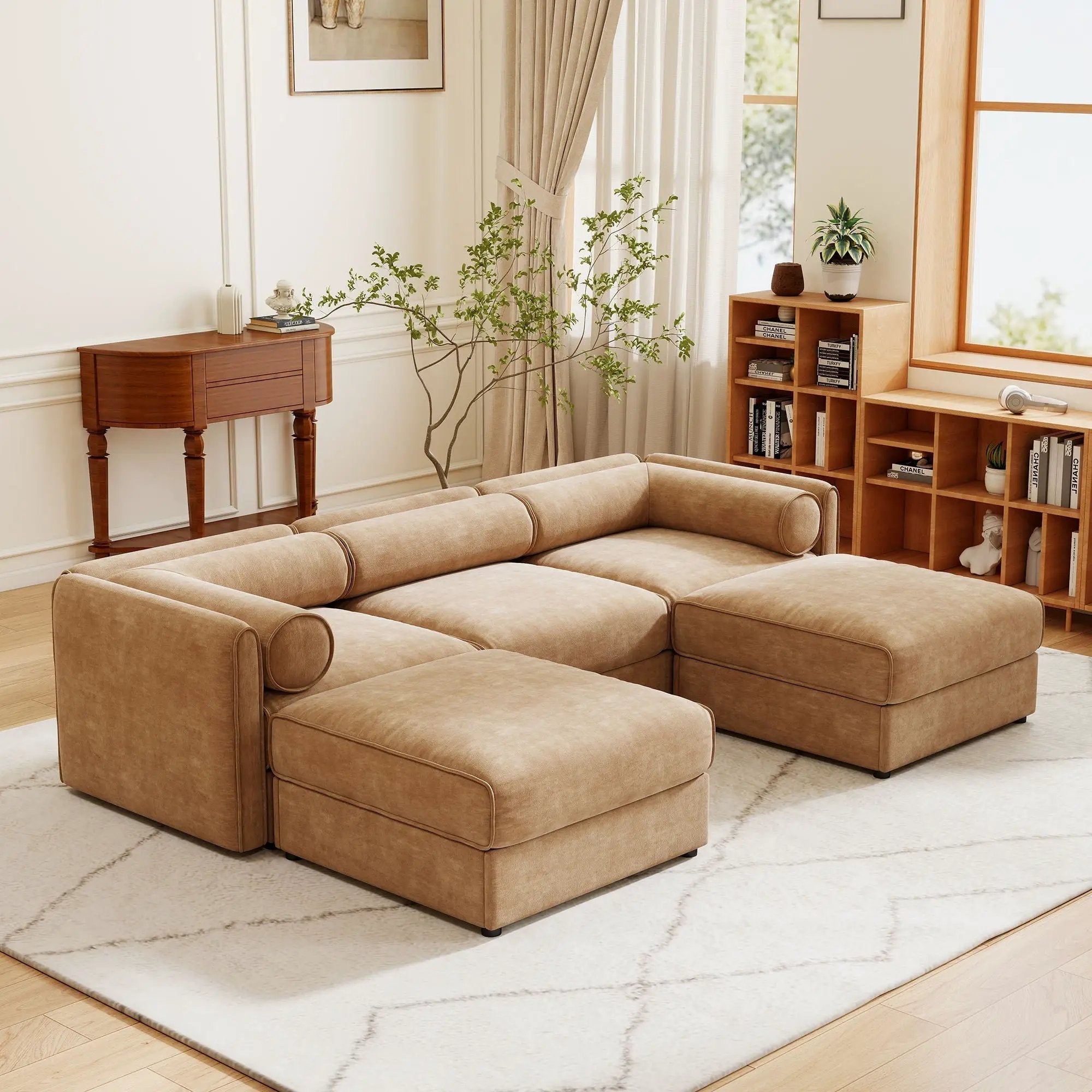 Contemporary Elegant Sofa With Storage And Ottoman by Unique Piece Furniture
