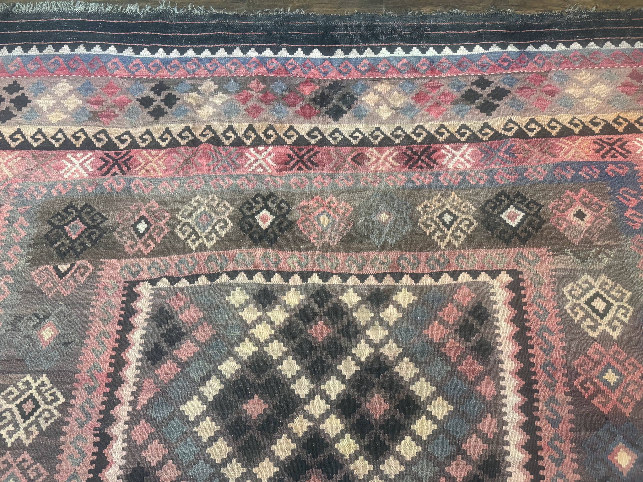 Persian Kurdish Kilim Rug 8x10, Large Flatweave Tribal Bohemian Rug, Vintage Zarand Kilim by Jewel Rugs