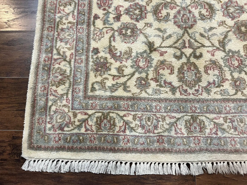 Indo Persian Rug 4x6, Vintage Handmade Wool Carpet, Floral Allover Pattern, Beige, Pair A by Jewel Rugs