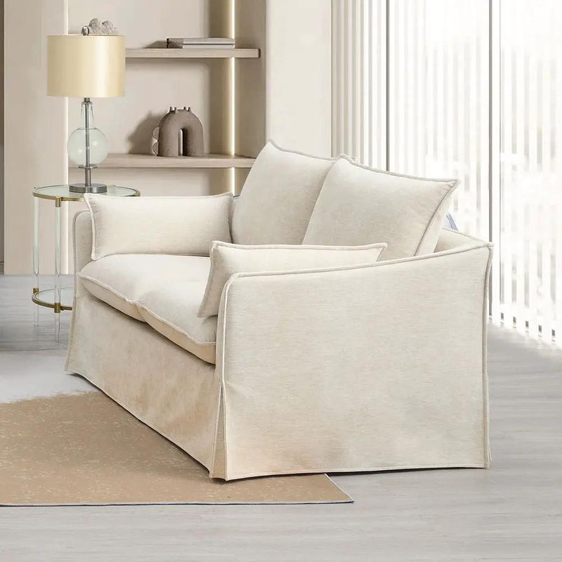 Shane - Loveseat With 2 Pillows - Beige Linen by Unique Piece Furniture