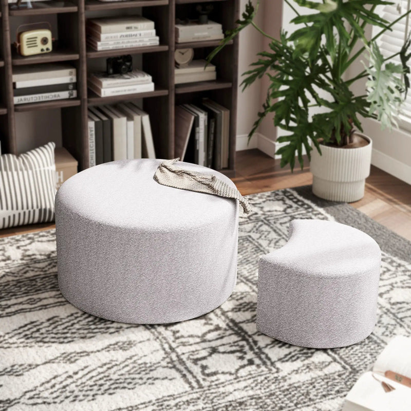 Upholstered Nesting Coffee Tables, Side Table, Footrest, Ottoman & Seat For Living Room Bedroom Entryway Office (Set of 2) - Beige by Unique Piece Furniture