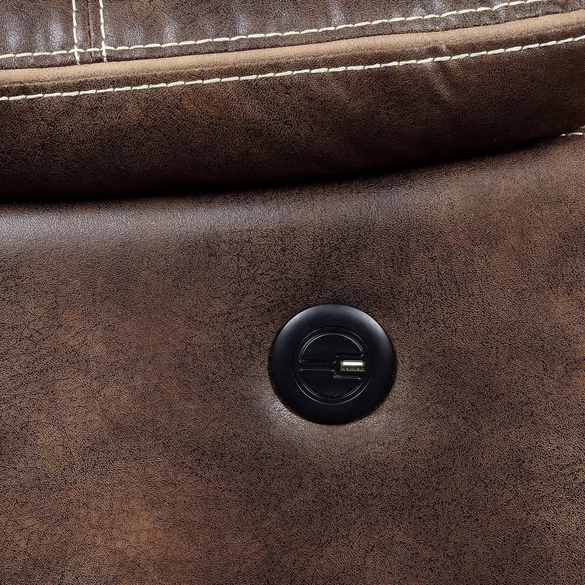 Reclining Sofa With USB Charging, Pocket Coil Seating, And Hidden Storage - Brown by HouseOfZazla
