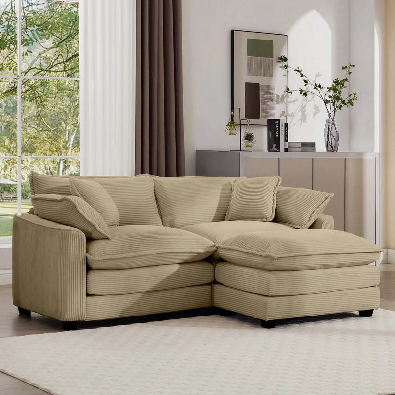 Modern Oversized Modular Cushion Sofa With Ottoman, Low Back, Deep Seating Sofa Set by Unique Piece Furniture