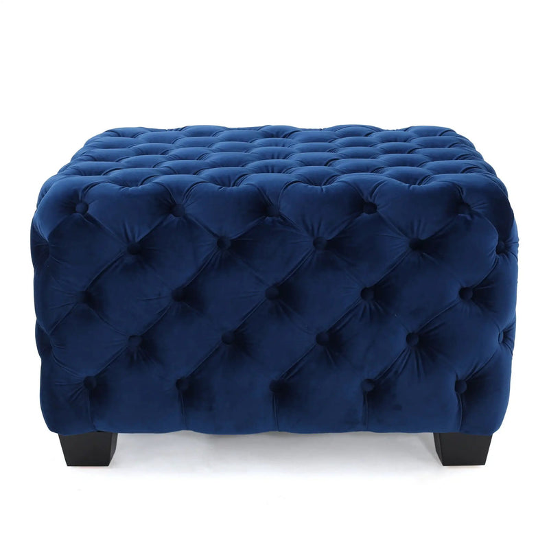 Modern Glam Ottoman with Upholstery and Button Tufted Design by HouseOfZazla