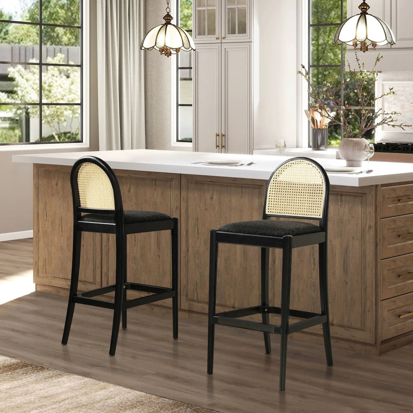 Panama - Curved Back Cane Bar Stool (Set of 2) by HouseOfZazla