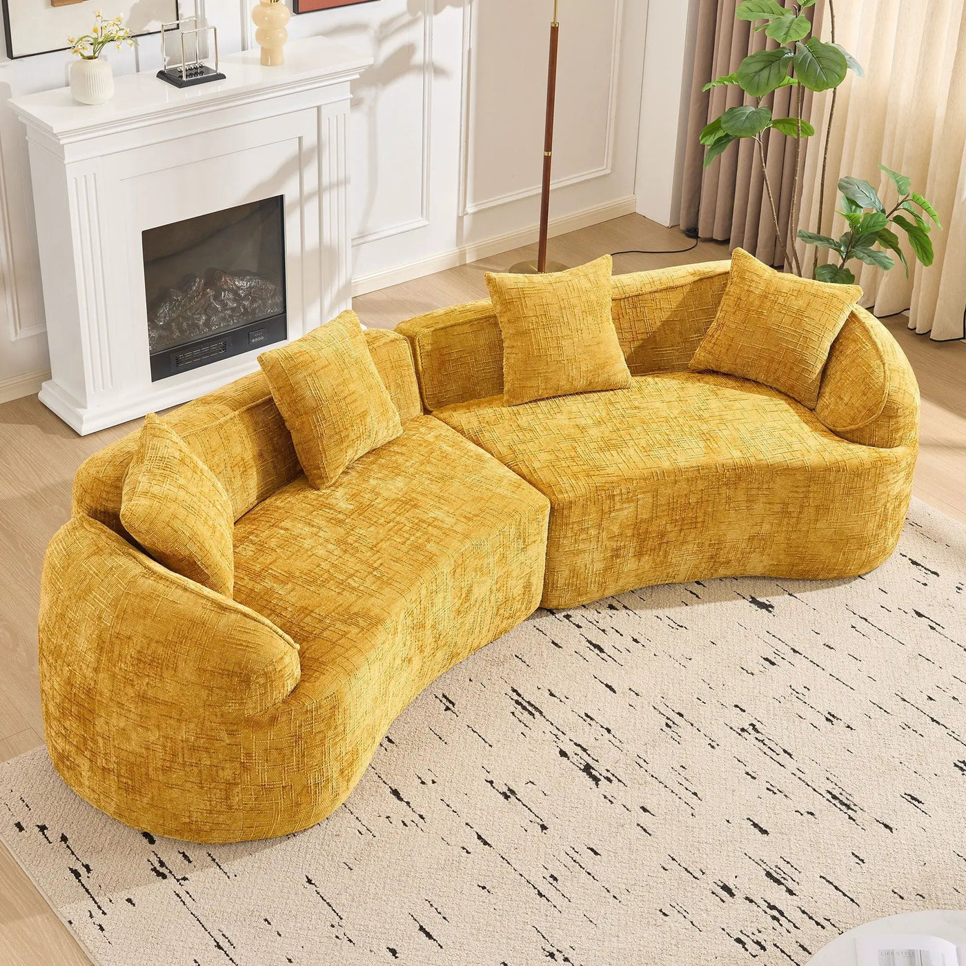 Curved Compressed Sofa, Nordic-Style Design For Living Room by Unique Piece Furniture
