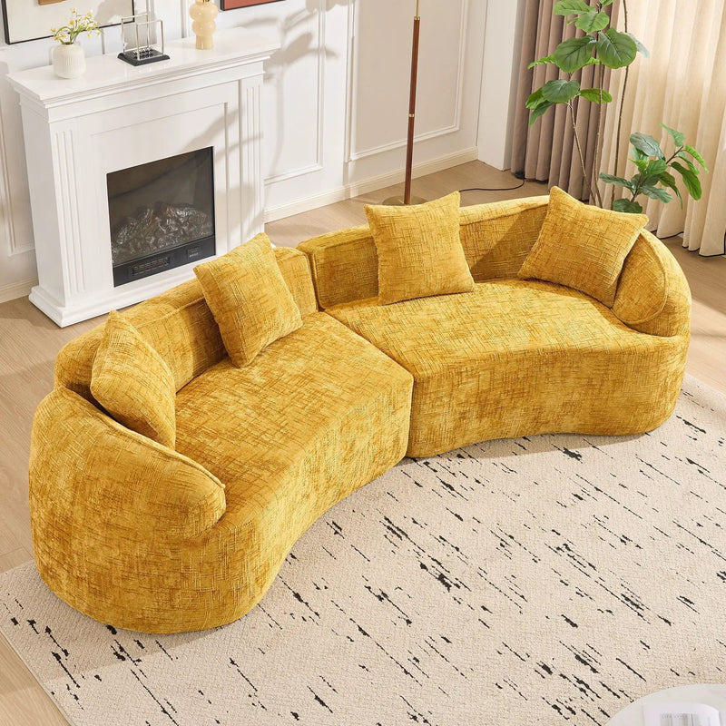 Curved Compressed Sofa, Nordic-Style Design For Living Room by Unique Piece Furniture