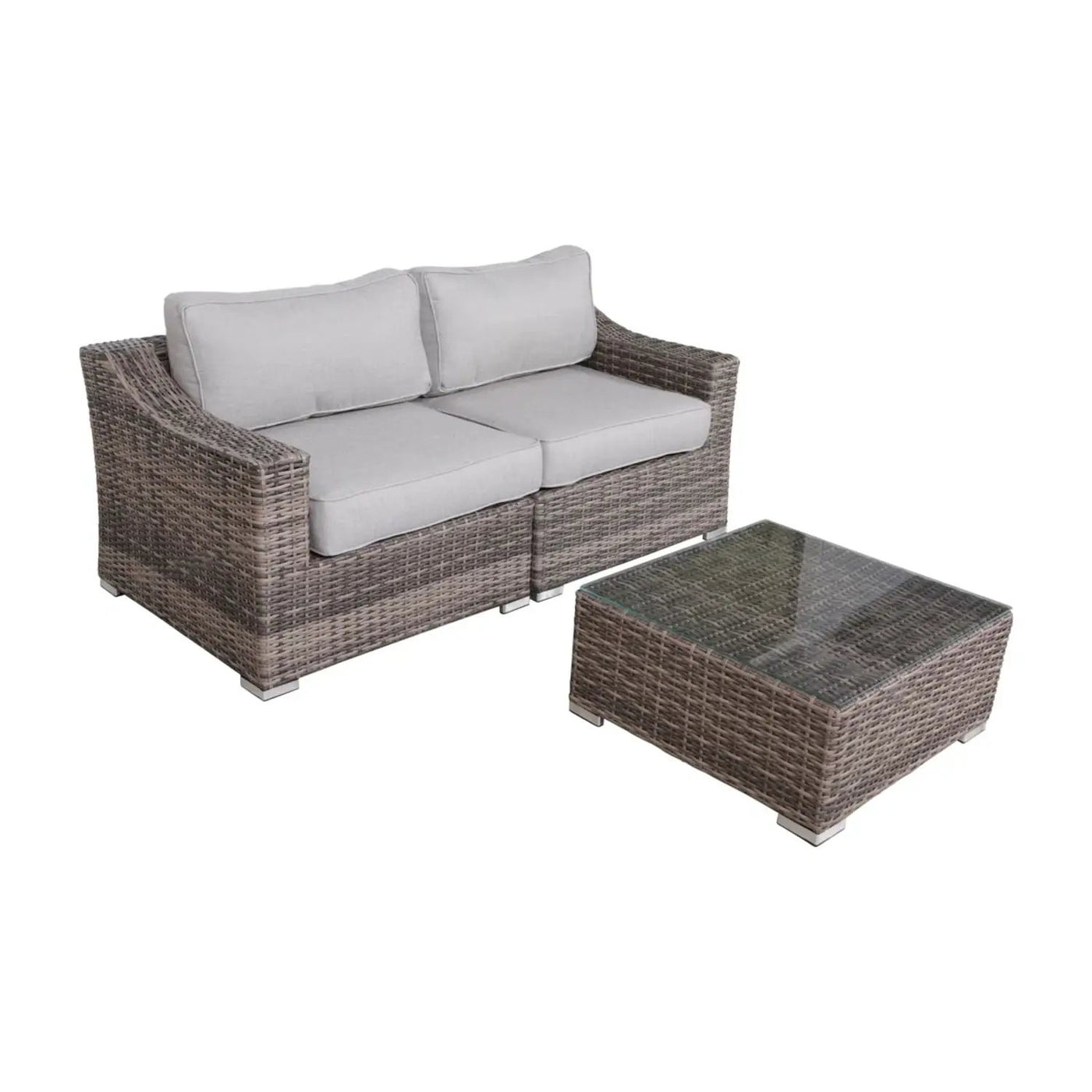 Outdoor Wicker Conversation Set With Cushions, All Weather by HouseOfZazla