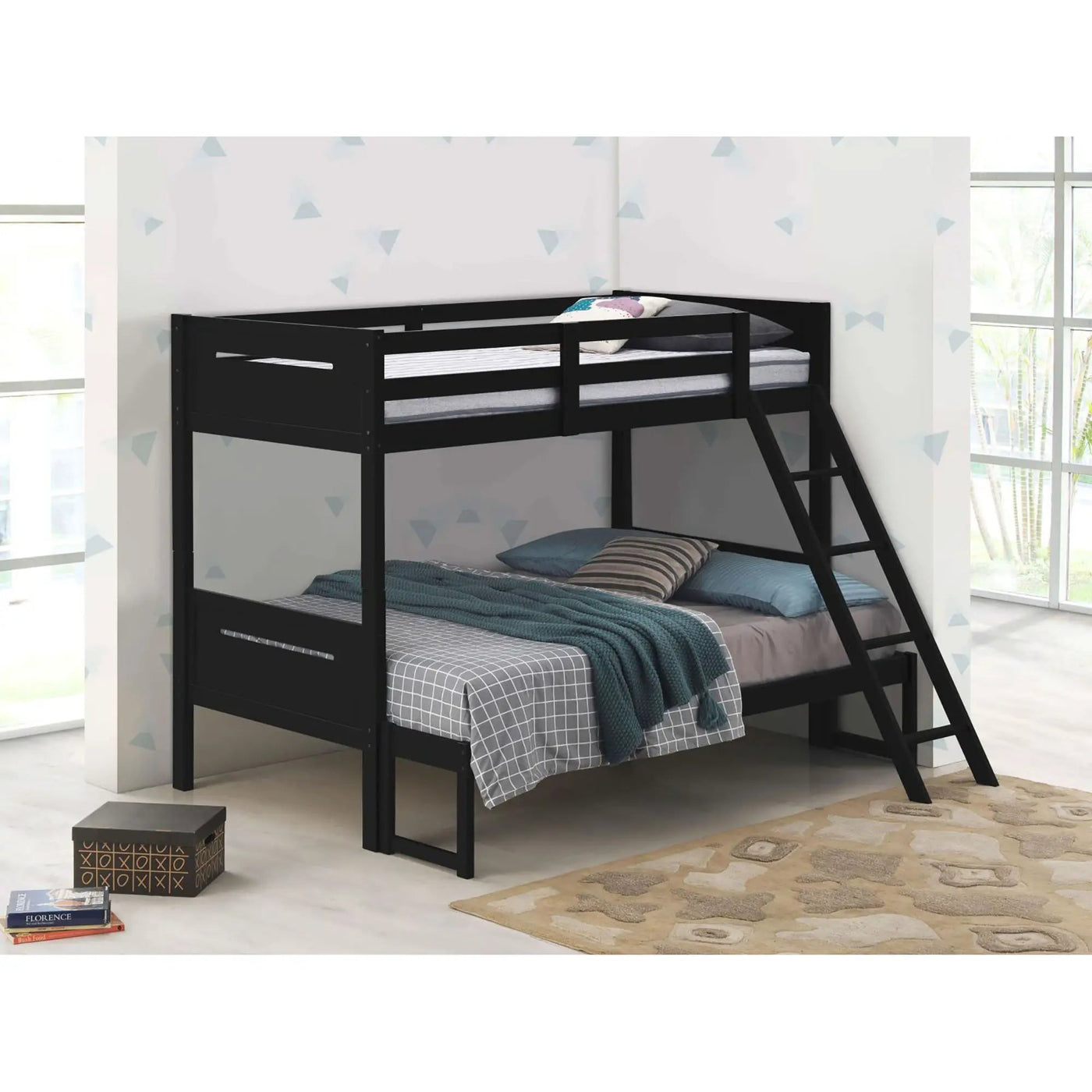 Bunk Bed With Built In Ladder, Safety Guardrails And Angled Access Step by HouseOfZazla