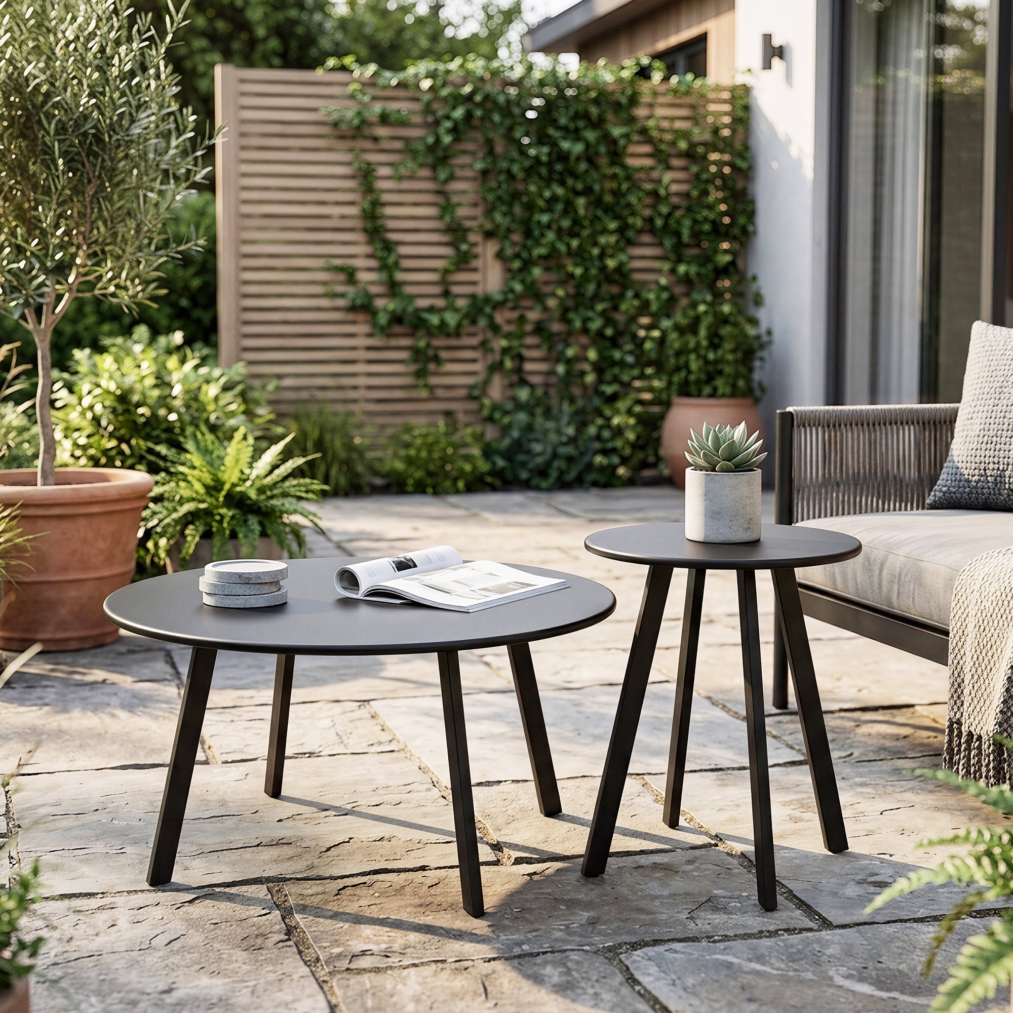 2-Piece Round Nesting Coffee Table Set, Modern by HouseOfZazla