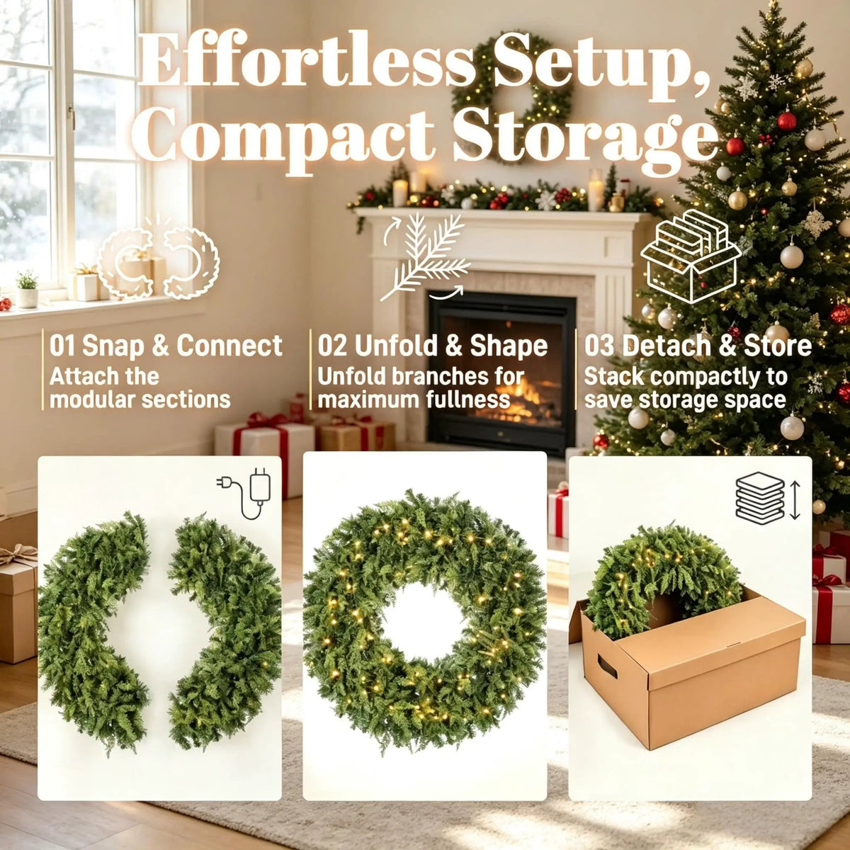 36-Inch Pre-Lit Crestwood Spruce Artificial Christmas Wreath by HouseOfZazla