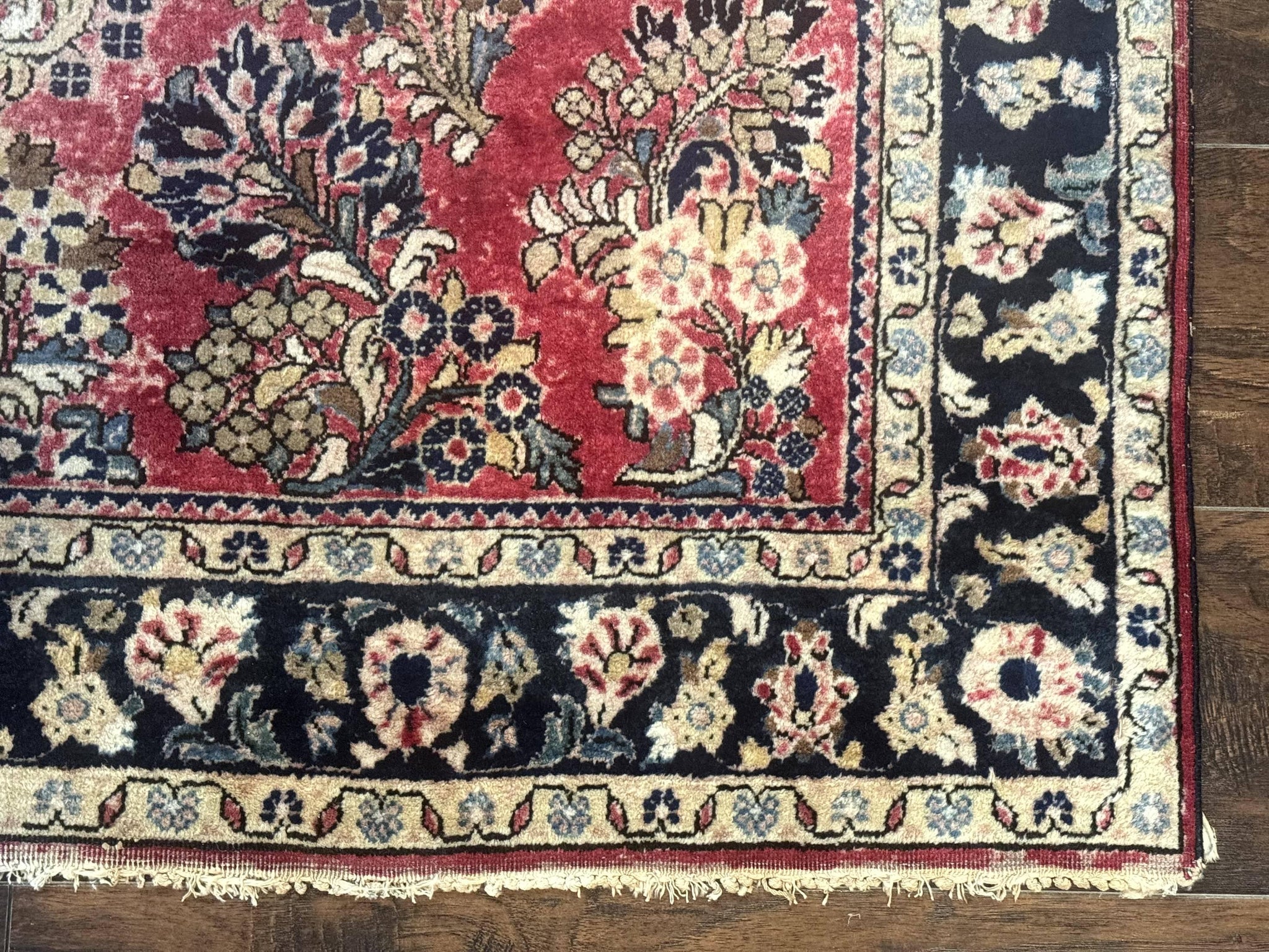 Antique Persian Sarouk Rug 4x7, Floral, Red 1920s Persian Wool Carpet by Jewel Rugs