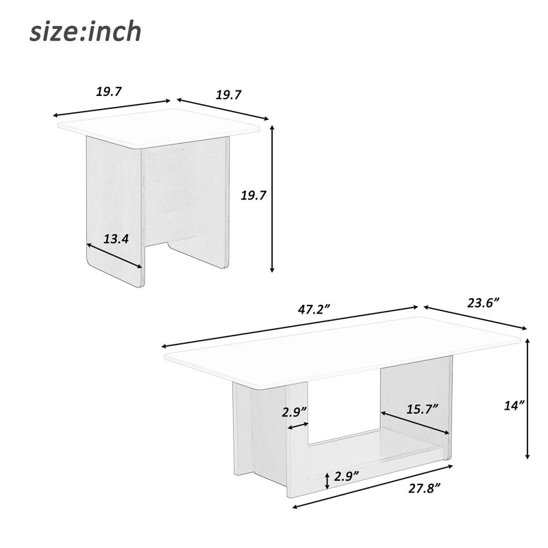 Small Square Coffee Table With End Table (Set of 2) by Unique Piece Furniture