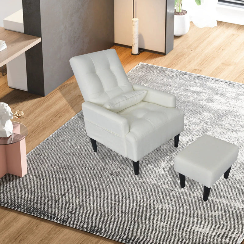 Living Room Sofa Single Chair And Ottoman, Modern Multi-Function Fabric Living Room Sofa Lounge Chair Bed And Stool. Soft Leisure Single Chair Adjustable Into 5 Angles With Sofa Bed by HouseOfZazla