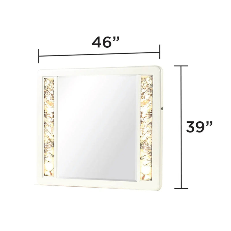 La Pierre - Rectangular Mirror & LED Lighting Panels - Beige by HouseOfZazla
