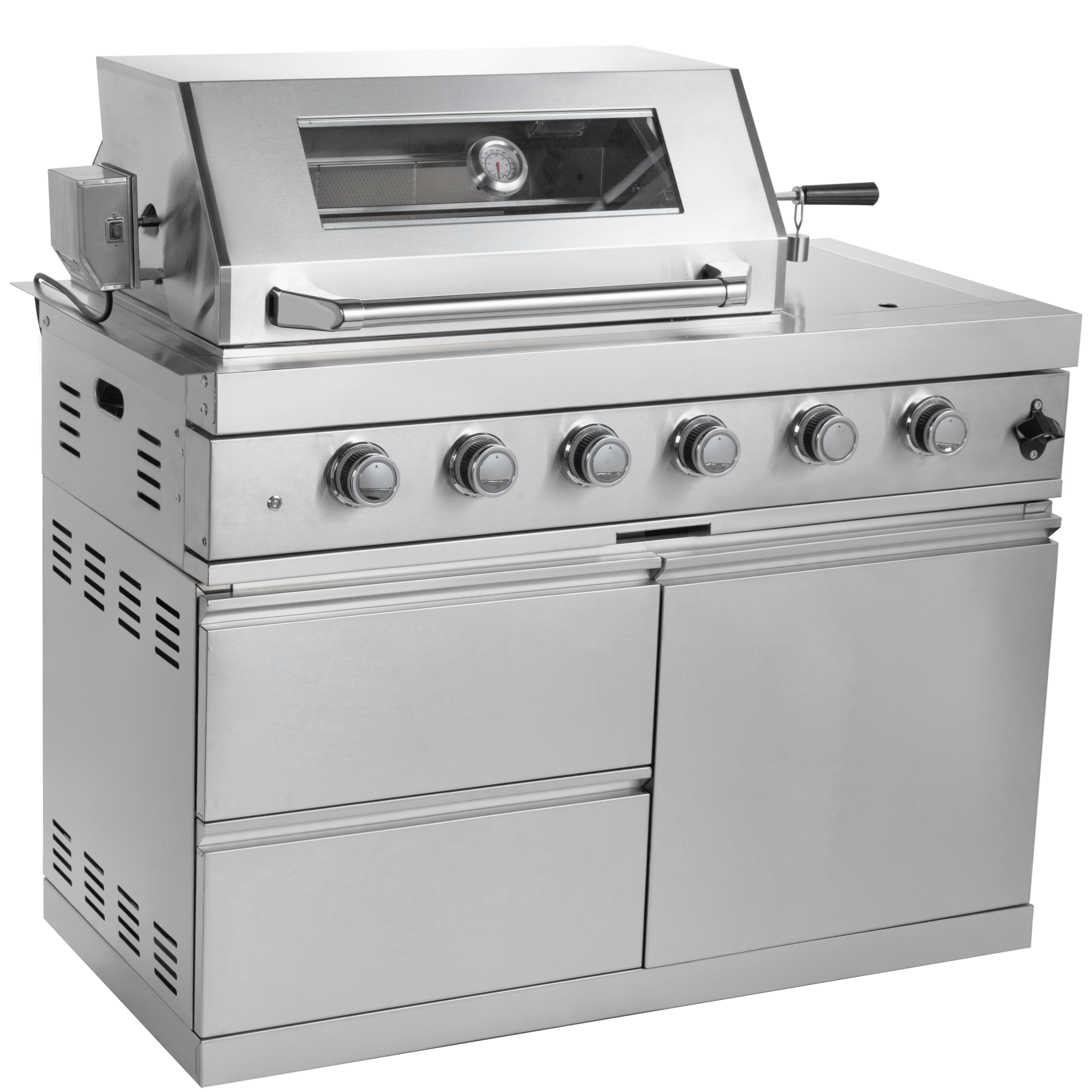 104" 4-Burner 72,000 BTU Silver Outdoor Kitchen Island Grill with Storage Cabinets & Drawers by Chery Industrial
