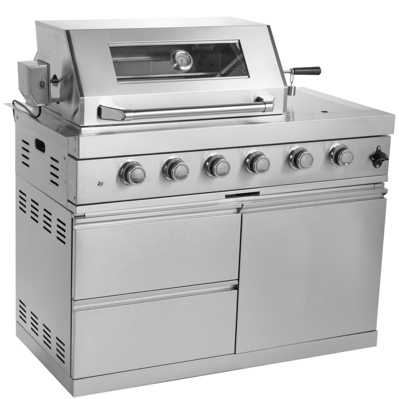 104" 4-Burner 72,000 BTU Silver Outdoor Kitchen Island Grill with Storage Cabinets & Drawers by Chery Industrial