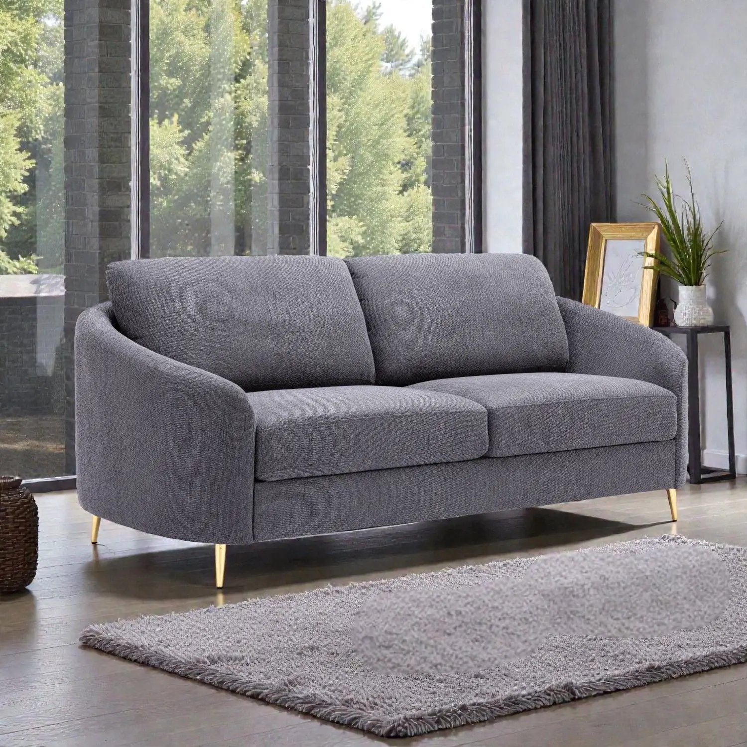 Sofa - Gray - Linen by Unique Piece Furniture