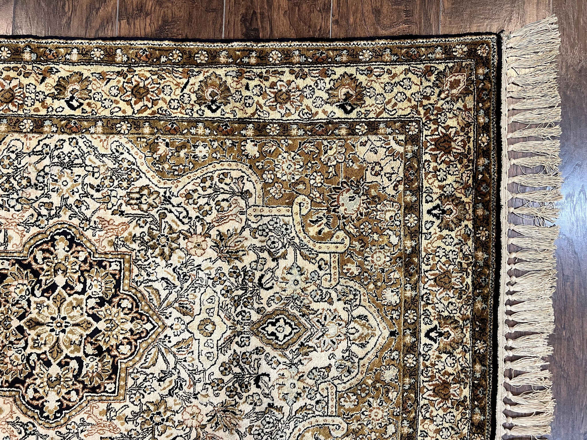 Persian Qum Silk Rug 3.5 x 5.5, Floral Medallion, Very Fine 350 KPSI, Handmade Silk on Silk Rug, Vintage by Jewel Rugs