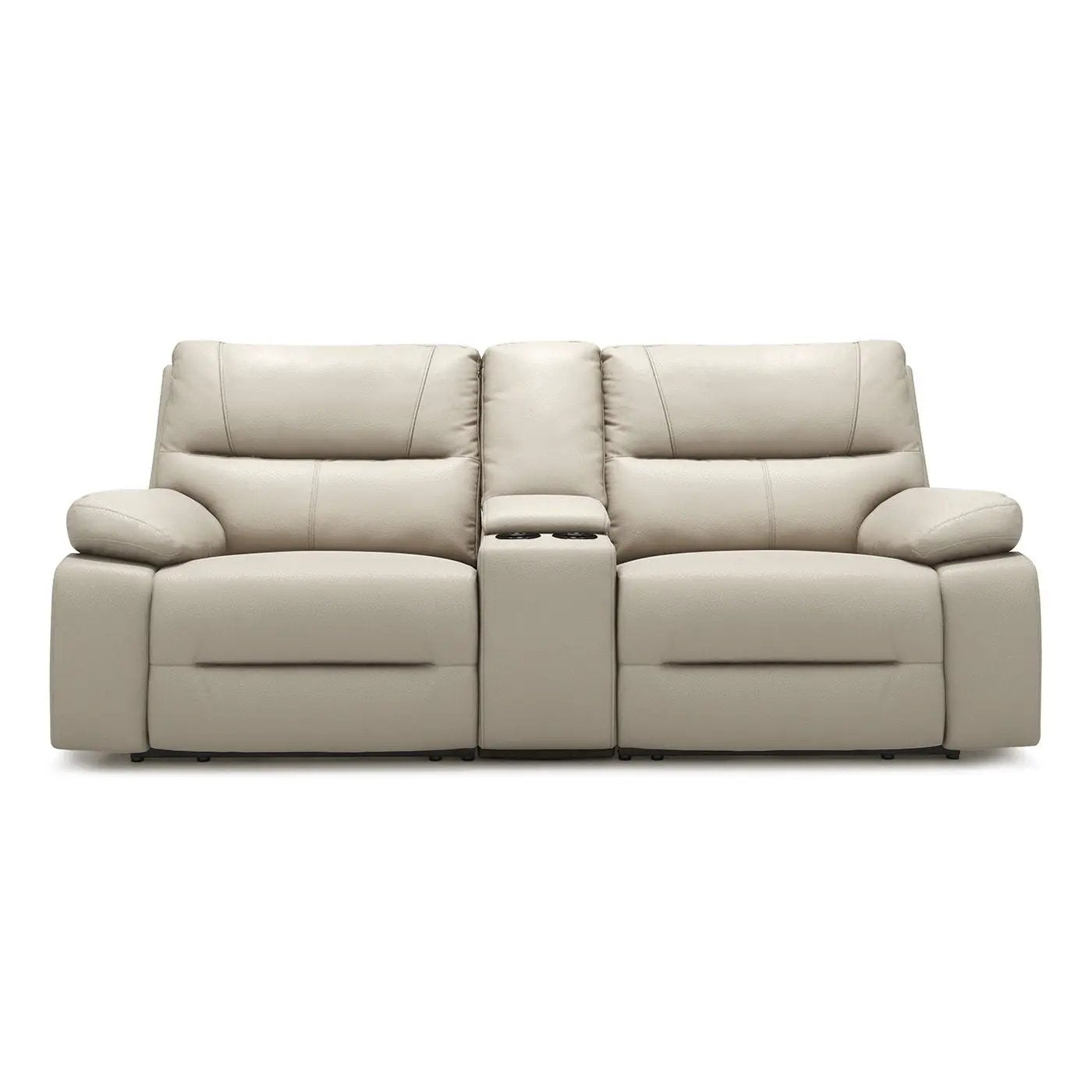 Malibu - Modern Power Motion 3 Piece Reclining Loveseat Sofa With Cup Holders - Cream Taupe Beige by Unique Piece Furniture