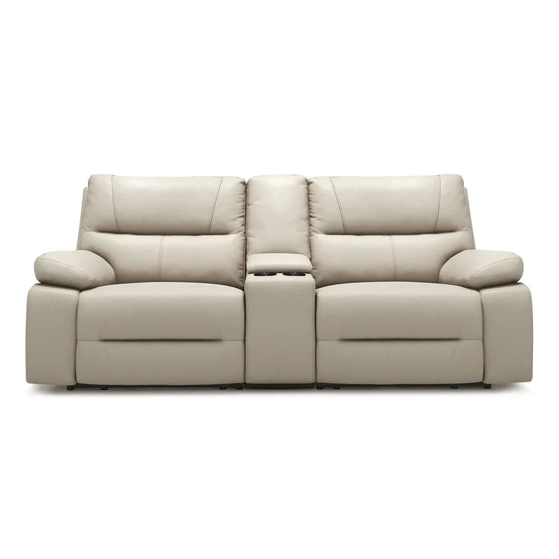 Malibu - Modern Power Motion 3 Piece Reclining Loveseat Sofa With Cup Holders - Cream Taupe Beige by Unique Piece Furniture