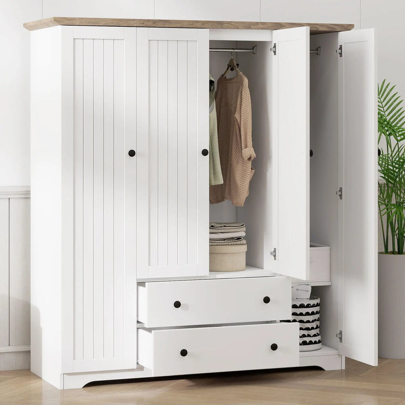 4 Door Wardrobe Armoire With 2 Drawers by Unique Piece Furniture