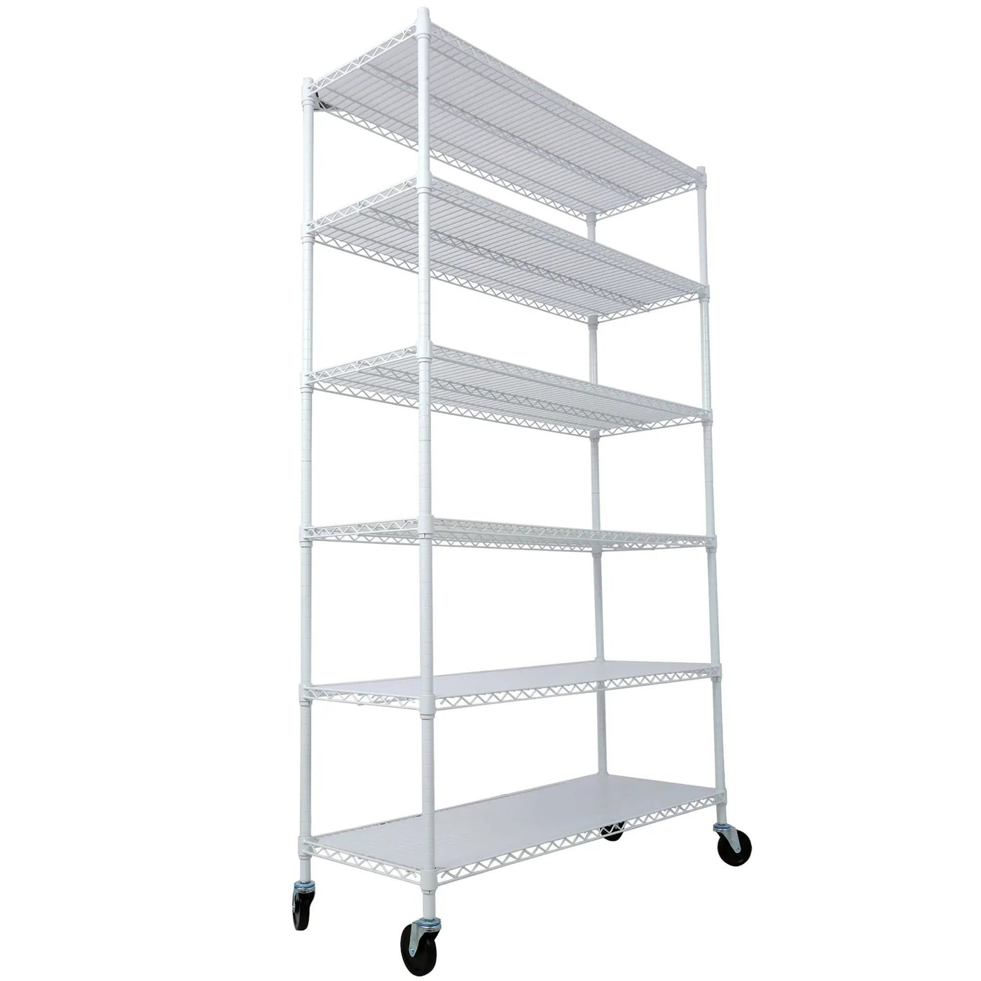6 Tier 6000Lbs Capacity Nsf Metal Shelf Wire Shelving Unit, Heavy Duty Adjustable Storage Rack With Wheels & Shelf Liners For Commercial Grade Utility Steel Storage Rack by Unique Piece Furniture