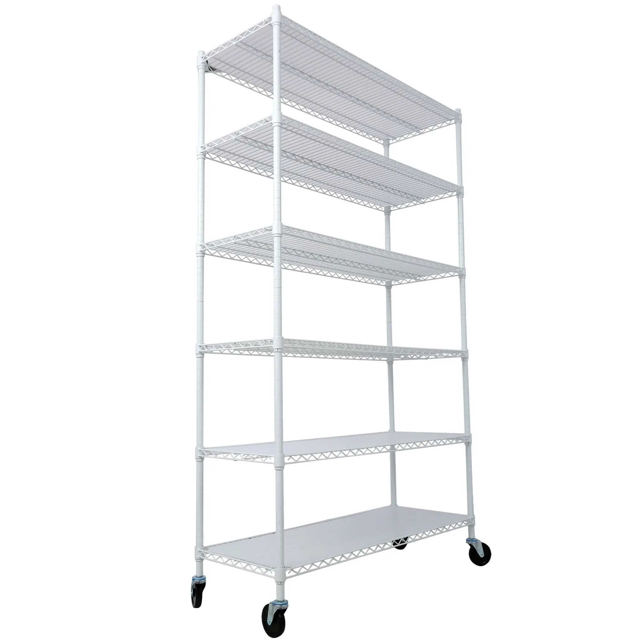 6 Tier 6000Lbs Capacity Nsf Metal Shelf Wire Shelving Unit, Heavy Duty Adjustable Storage Rack With Wheels & Shelf Liners For Commercial Grade Utility Steel Storage Rack by Unique Piece Furniture