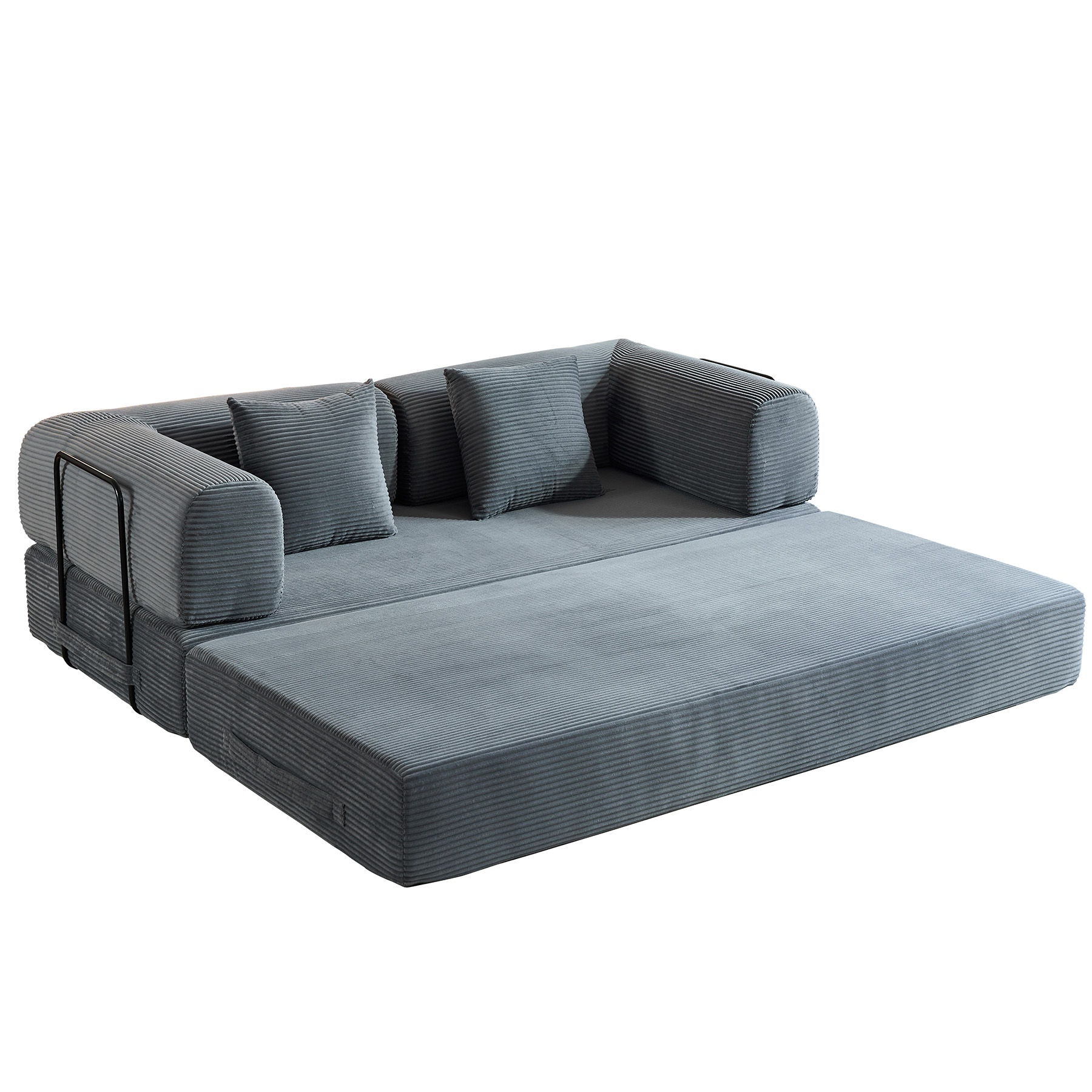 Convertible Sleeper Sofa Bed With Cylindrical Pillow, With Fixed Shape Frame by Unique Piece Furniture