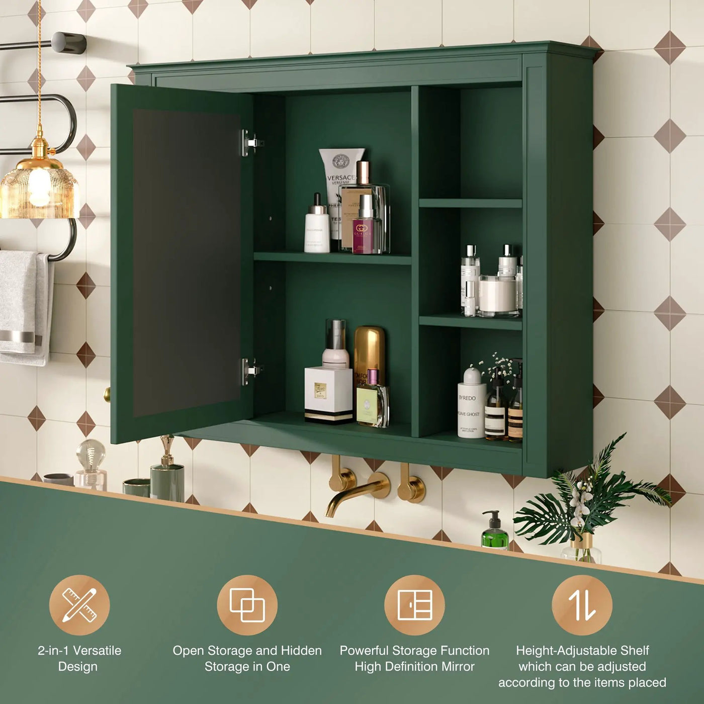 Wall Mounted Medicine Cabinet With Mirror, Storage Cabinet Featuring 6 Open Shelves And Adjustable Interior by HouseOfZazla