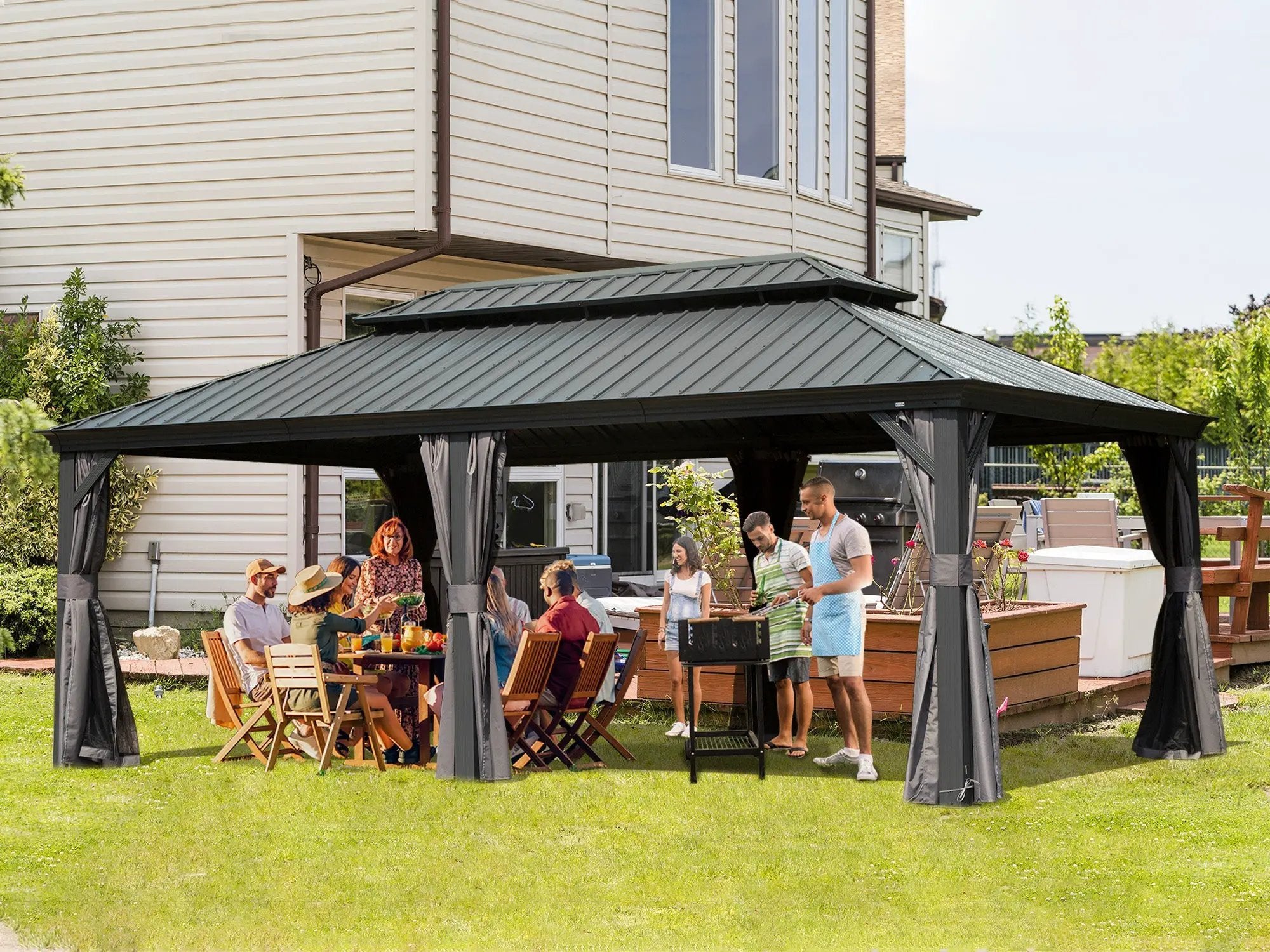 14' x 20' Hardtop Gazebo Outdoor Metal Gazebo Canopy by HouseOfZazla