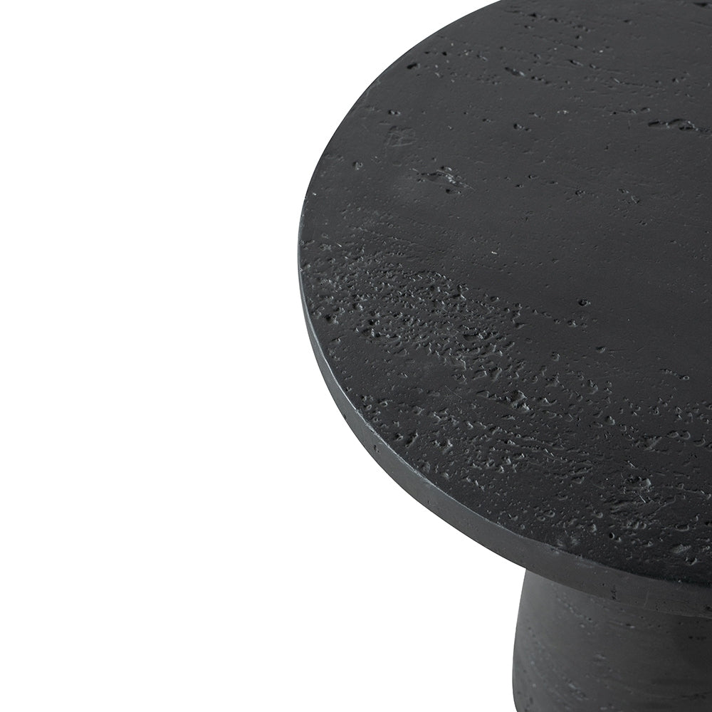Black Round Side Table with Pedestal Base by BLAKHOM