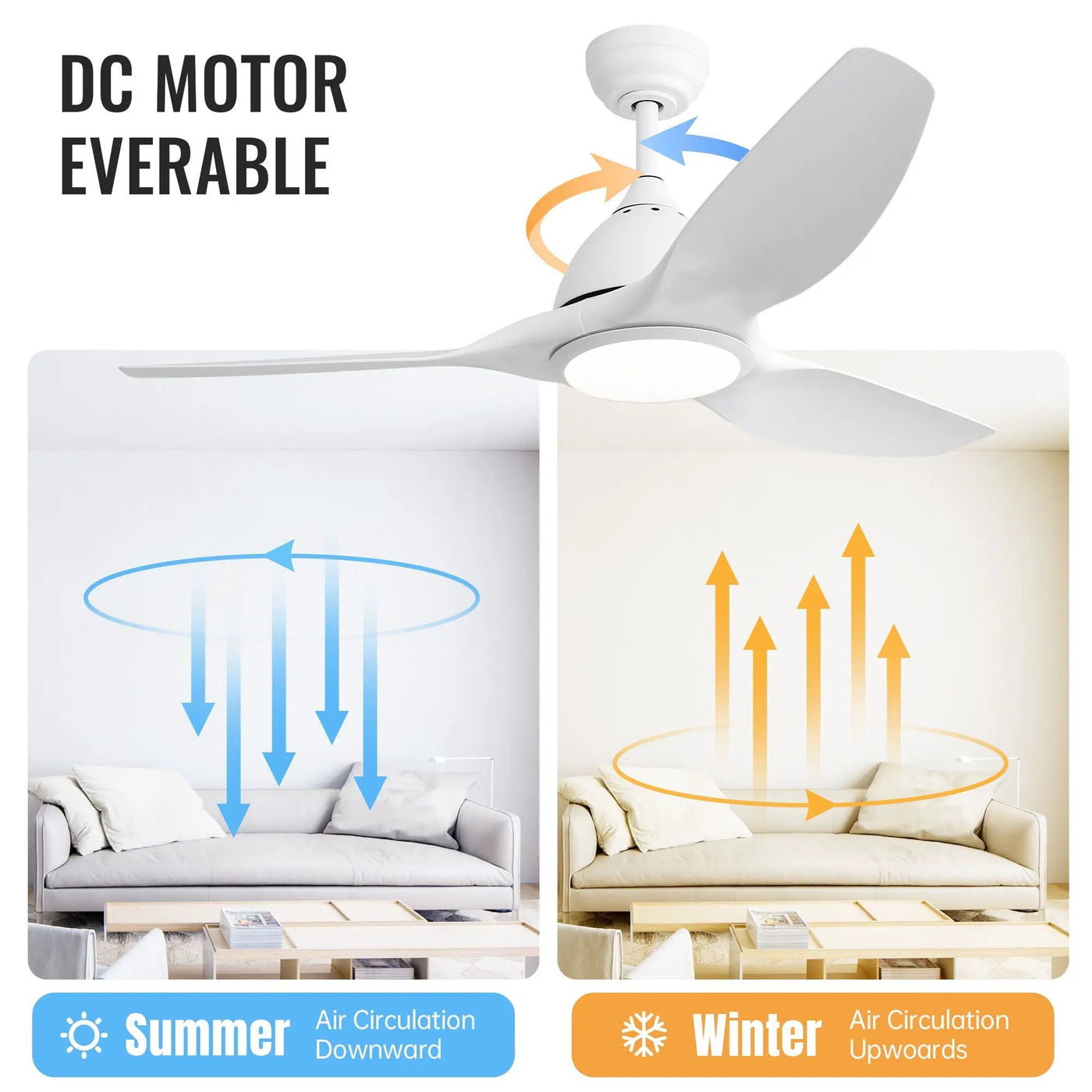 Bredoom Ceiling Fan With Remote Control And LED Light, Blades, Reversible DC Motor For Indoor / Outdoor Use by Unique Piece Furniture