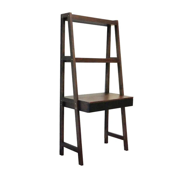 Ladder Desk, Ladder Style Display Shelf - Natural Wood / Brown