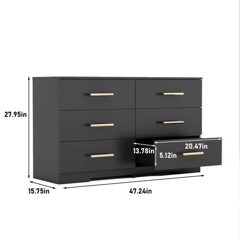 Large 6 Drawers Chest Of Drawer Dressers Table With Handle by Unique Piece Furniture