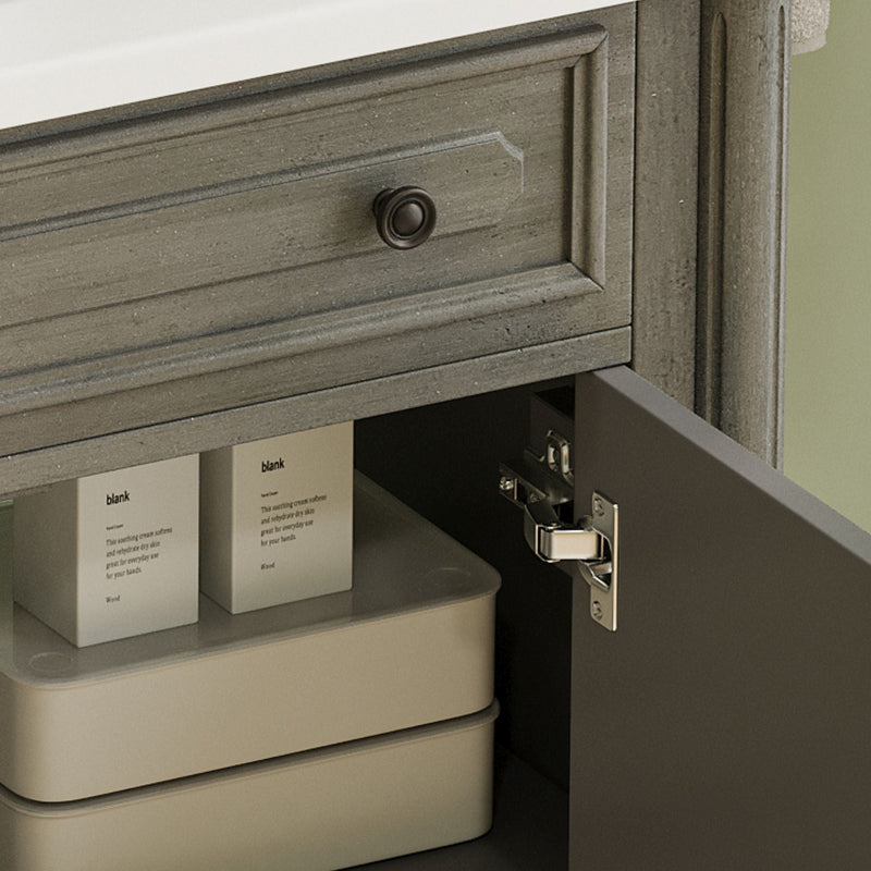 Vintage Bathroom Vanity With Sink, Rustic Cabinet With Soft Close Doors by HouseOfZazla