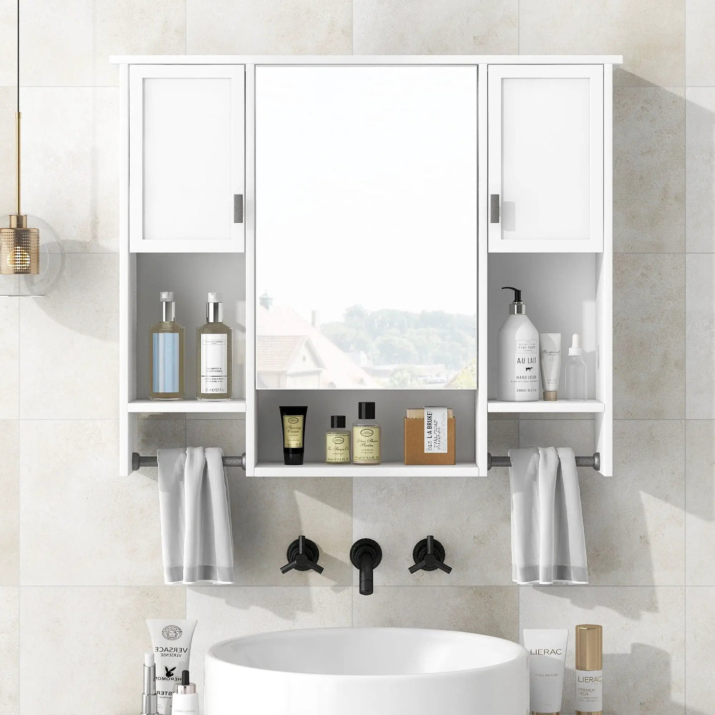 Wall Mounted Bathroom Storage Cabinet With Mirror, Medicine Cabinet With Towel Bar by Unique Piece Furniture