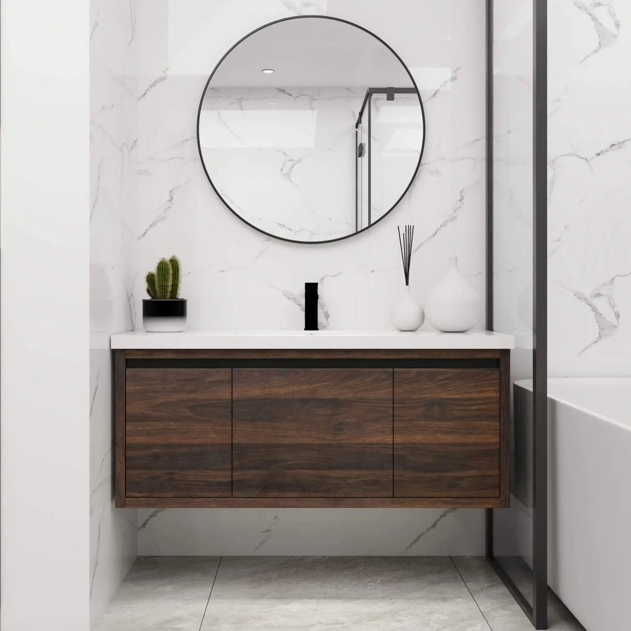 Nuvia Floating Bathroom Vanity With Resin Sink Soft Close Doors (SAK82560) by SAKSBY WHOLESALE