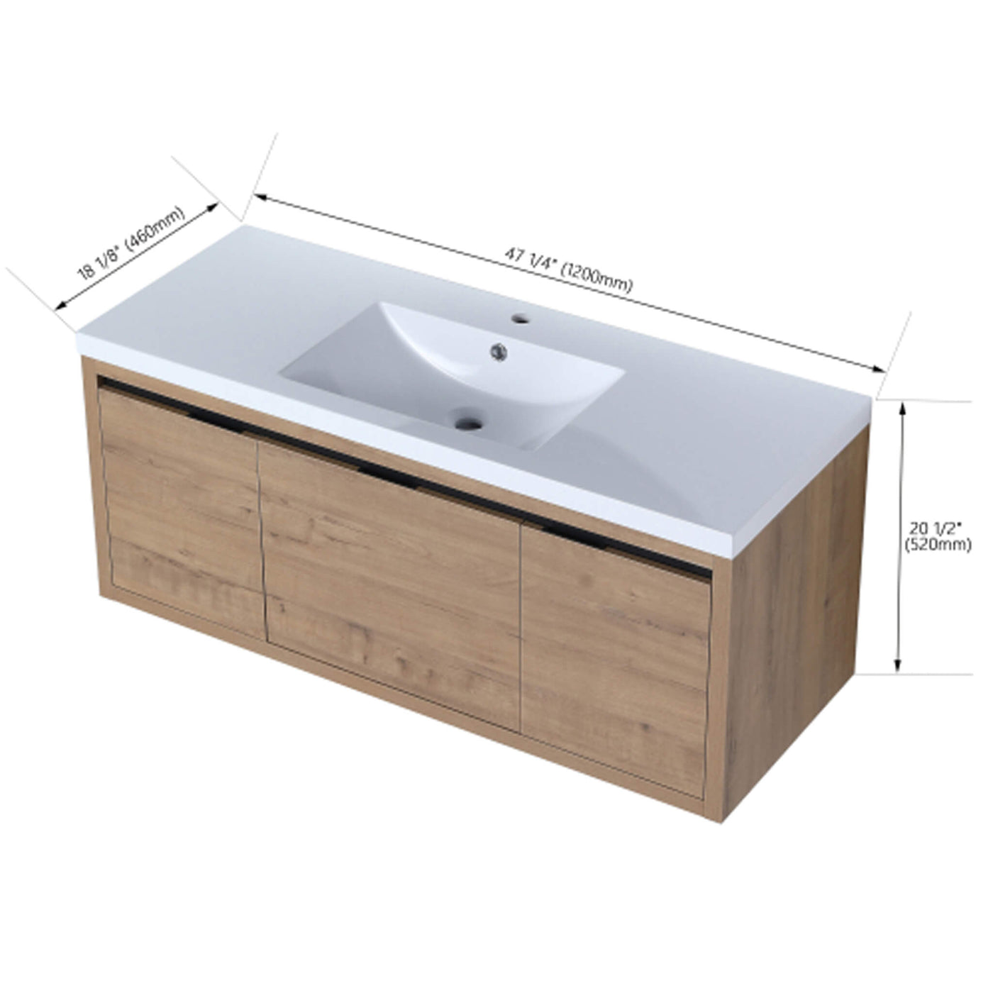 Floating Bathroom Vanity With Resin Sink Soft Close Doors (SAK82560) by SAKSBY WHOLESALE