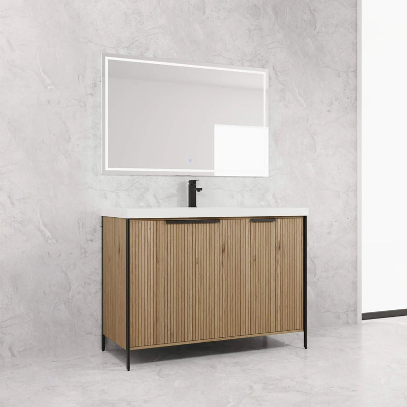 Nuvia 48-Inch Modern Light Coffee Freestanding Vanity With Resin Sink (SAK97502) by SAKSBY WHOLESALE