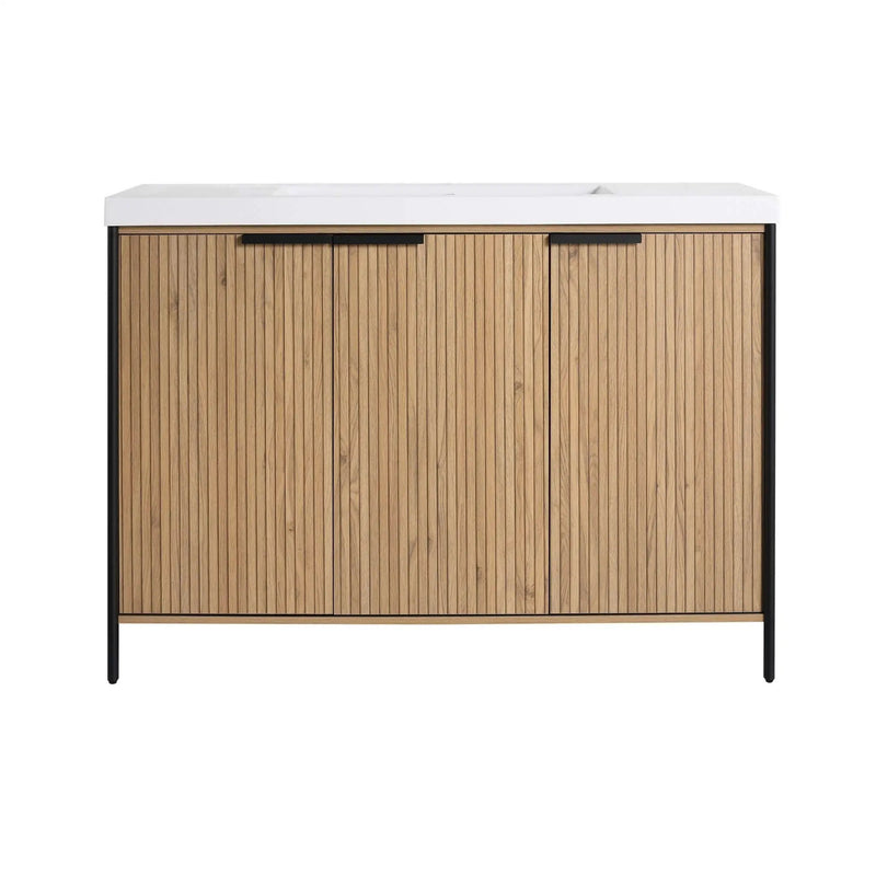 Nuvia 48-Inch Modern Light Coffee Freestanding Vanity With Resin Sink (SAK97502) by SAKSBY WHOLESALE