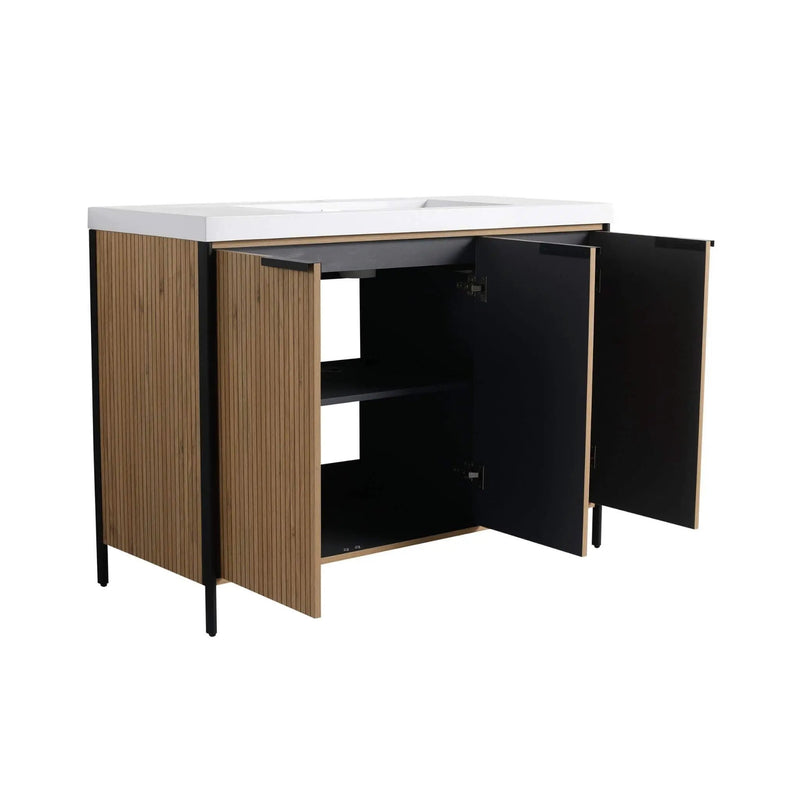 Nuvia 48-Inch Modern Light Coffee Freestanding Vanity With Resin Sink (SAK97502) by SAKSBY WHOLESALE