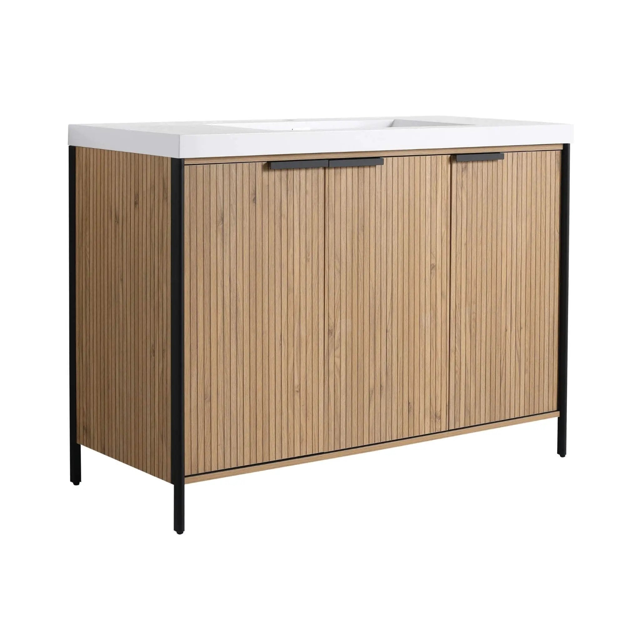 Nuvia 48-Inch Modern Light Coffee Freestanding Vanity With Resin Sink (SAK97502) by SAKSBY WHOLESALE