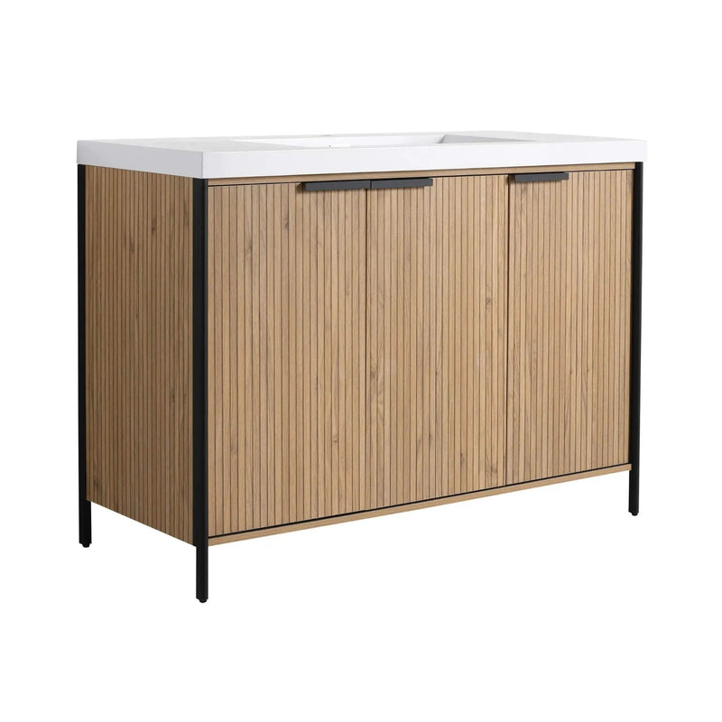 Nuvia 48-Inch Modern Light Coffee Freestanding Vanity With Resin Sink (SAK97502) by SAKSBY WHOLESALE