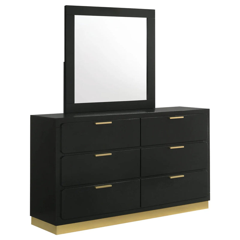 Caraway 6-drawer Dresser with Mirror Black by Unique Piece Furniture