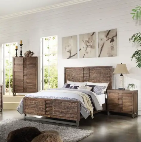 Andria Reclaimed Oak Finish Queen Bed by HouseOfZazla