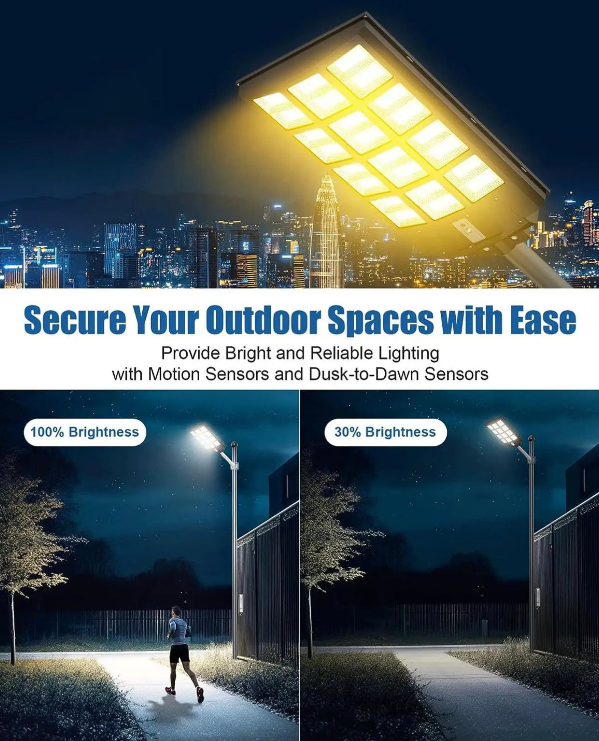 4800W LED Street Light Outdoor - [Warm White] 3000K Solar Street Lights , Dusk to Dawn, Motion Sensor With Remote by Outdoor Solar Outlet