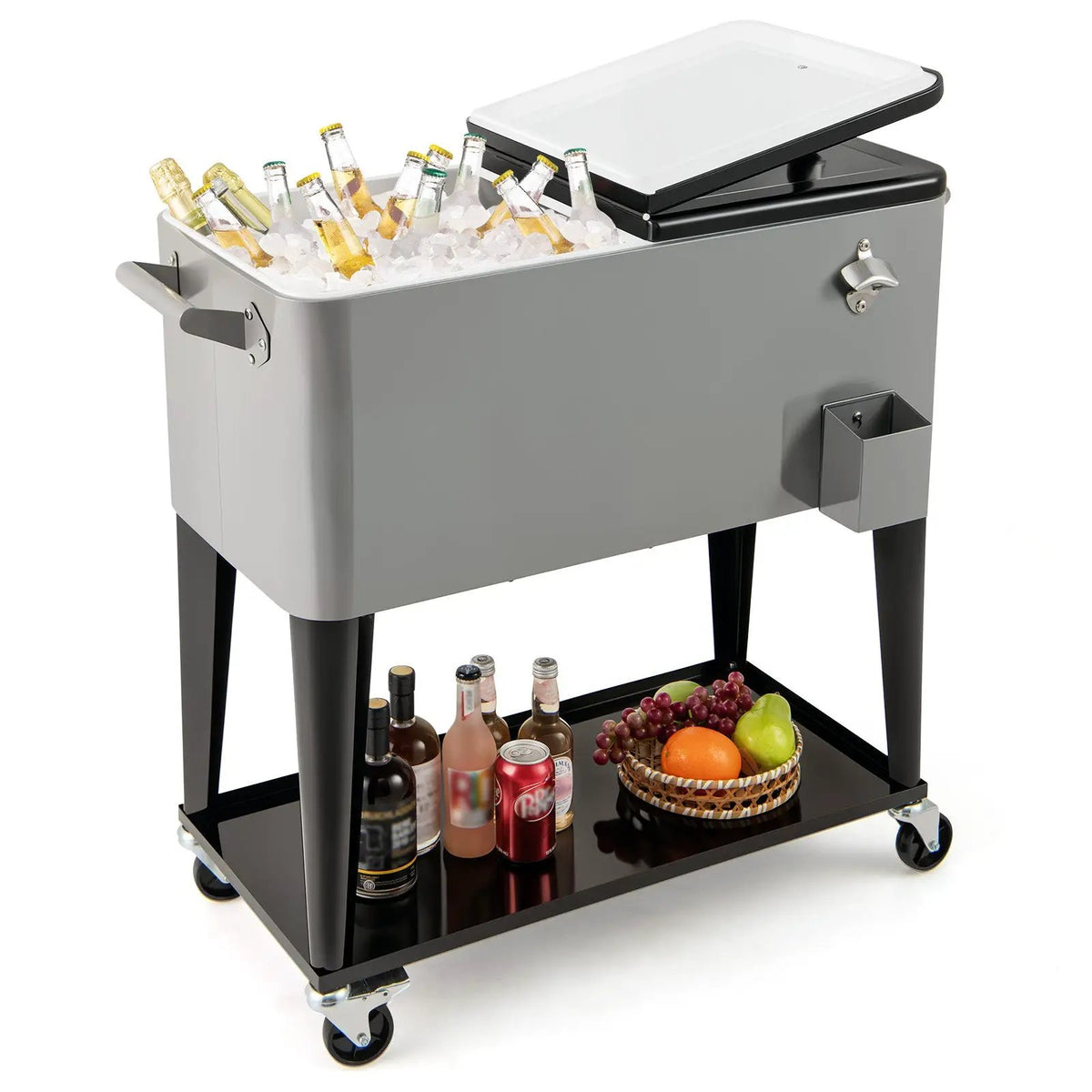 Portable Patio Cooler with Bottom Storage Shelf and Bottle Opener by DirectDeals