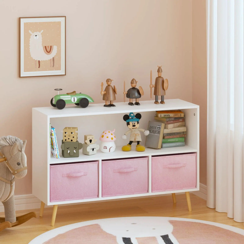 Bookcase With Collapsible Drawers, Book Display Organizer by Unique Piece Furniture